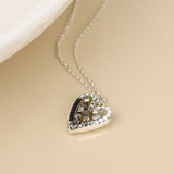 POM Rebel Silver Plated Metallic Grey Mosaic Crystal Heart Necklace