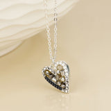 POM Rebel Silver Plated Metallic Grey Mosaic Crystal Heart Necklace