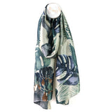 POM Recycled Green Mix Monstera Leaf print Silky Scarf - Old Railway Line Garden Centre