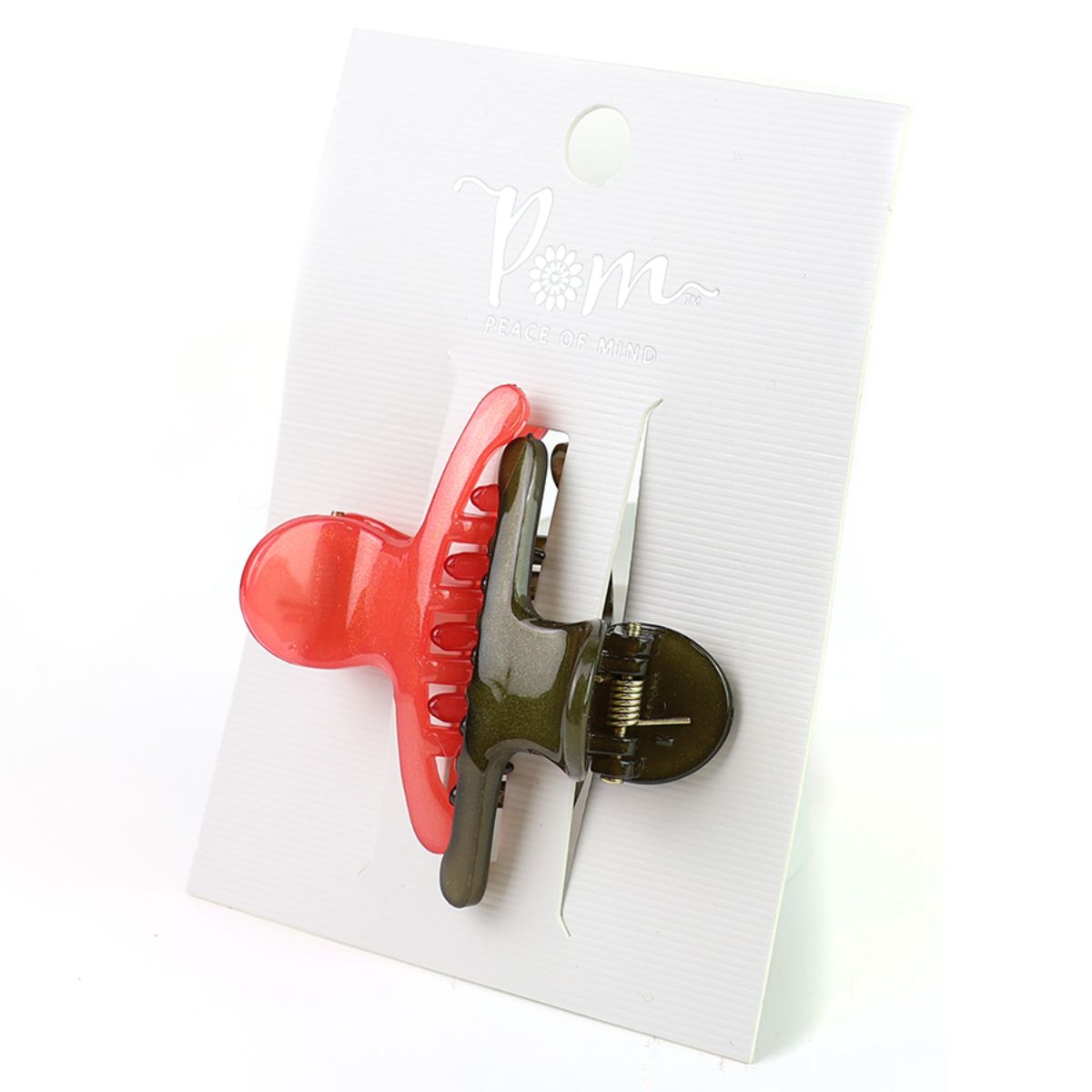 POM Red and Olive Double Claw Clip Set