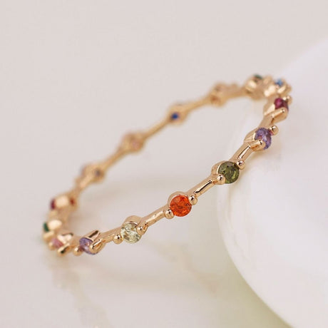 POM Rose Gold Plated Rainbow Crystal Ring (Medium-Large) - Old Railway Line Garden Centre