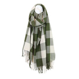 POM Ross Green and Cream Large Check Scarf