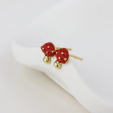 POM Scarlette Golden and Enamel Toadstool Stud Earrings