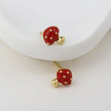 POM Scarlette Golden and Enamel Toadstool Stud Earrings