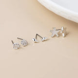 POM Seashell Stud Silver Plated Earrings - (Pack of 3)