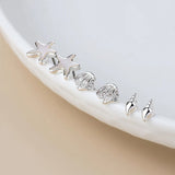 POM Seashell Stud Silver Plated Earrings - (Pack of 3)
