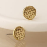 POM Silver Plated And Golden Textured Disc Stud Earrings - Old Railway Line Garden Centre