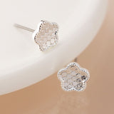 POM Silver Plated And Golden Textured Flower Stud Earrings - Old Railway Line Garden Centre