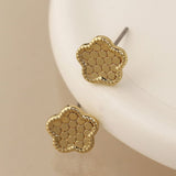 POM Silver Plated And Golden Textured Flower Stud Earrings - Old Railway Line Garden Centre