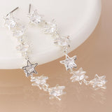 POM Silver Plated Crystal Centred Multi Star Drop Earrings - Old Railway Line Garden Centre
