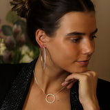 POM Silver Plated Elegant Crystal Hoop Earrings - Old Railway Line Garden Centre