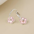 POM Silver Plated Pink Mother Of Pearl Flower Hoop Earrings - Old Railway Line Garden Centre