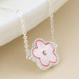 POM Silver Plated Pink Mother Of Pearl Flower Necklace - Old Railway Line Garden Centre
