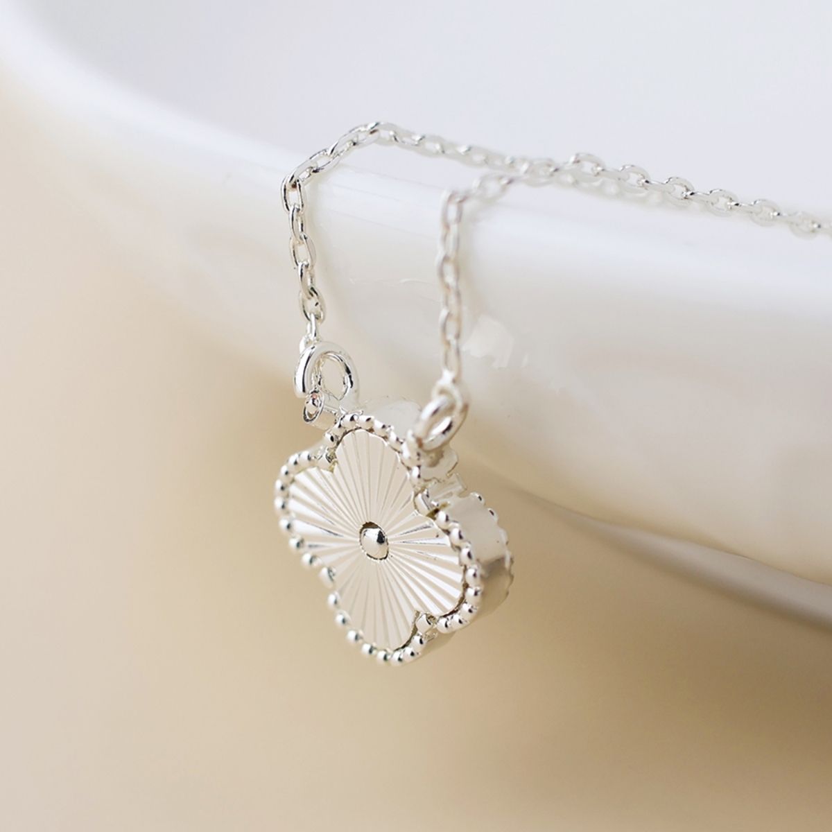 POM Silver Plated Quatrefoil Necklace
