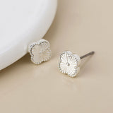 POM Silver Plated Quatrefoil Stud Earrings