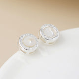 POM Silver Plated Roman Numeral Stud Earrings