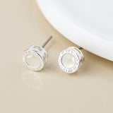 POM Silver Plated Roman Numeral Stud Earrings