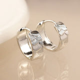 POM Silver Plated Scallop Embossed Hoop Earrings - Old Railway Line Garden Centre