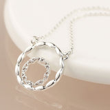 POM Silver Plated Scalloped And Pave Hoops Necklace - Old Railway Line Garden Centre