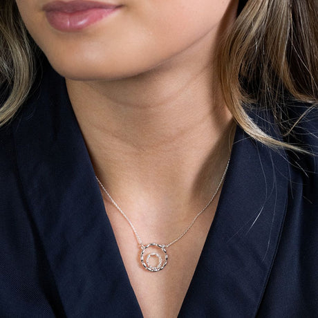 POM Silver Plated Scalloped And Pave Hoops Necklace - Old Railway Line Garden Centre