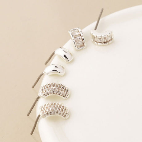 POM Silver Plated Triple Curve Stud Earring Set - Old Railway Line Garden Centre