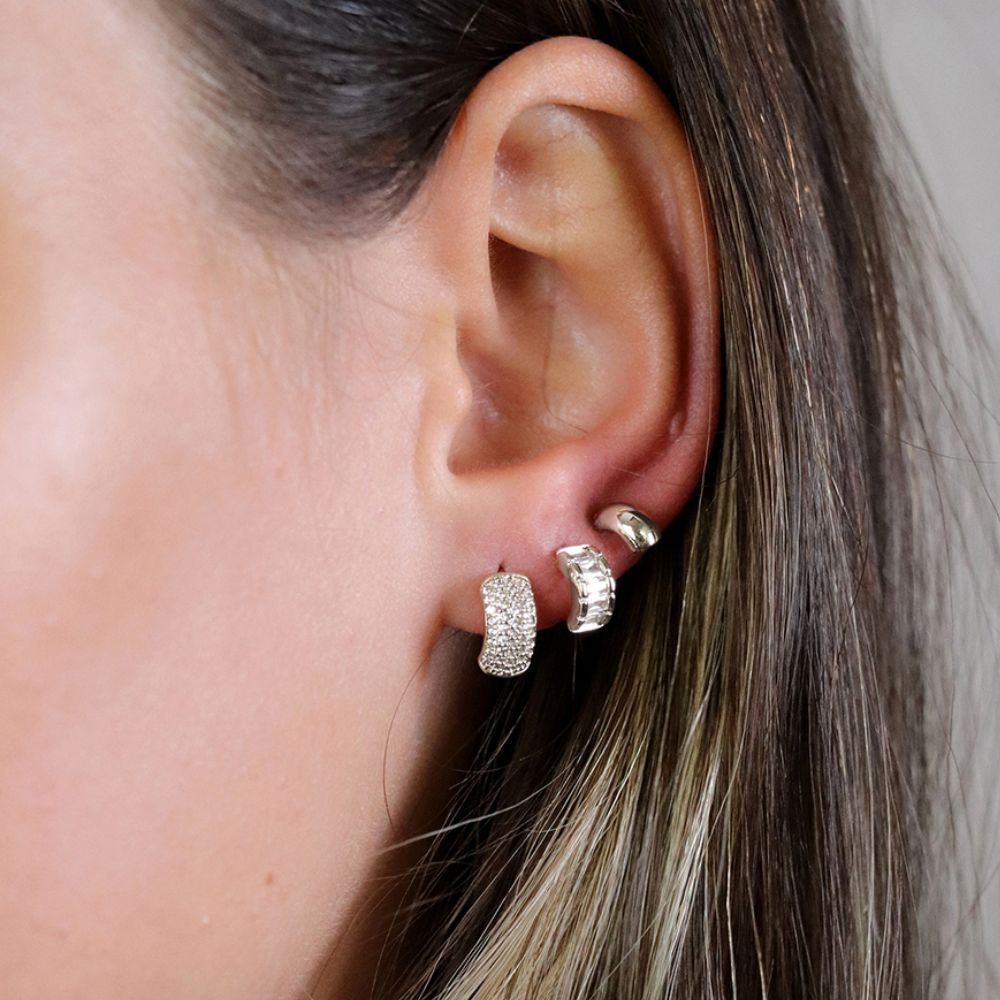 POM Silver Plated Triple Curve Stud Earring Set - Old Railway Line Garden Centre