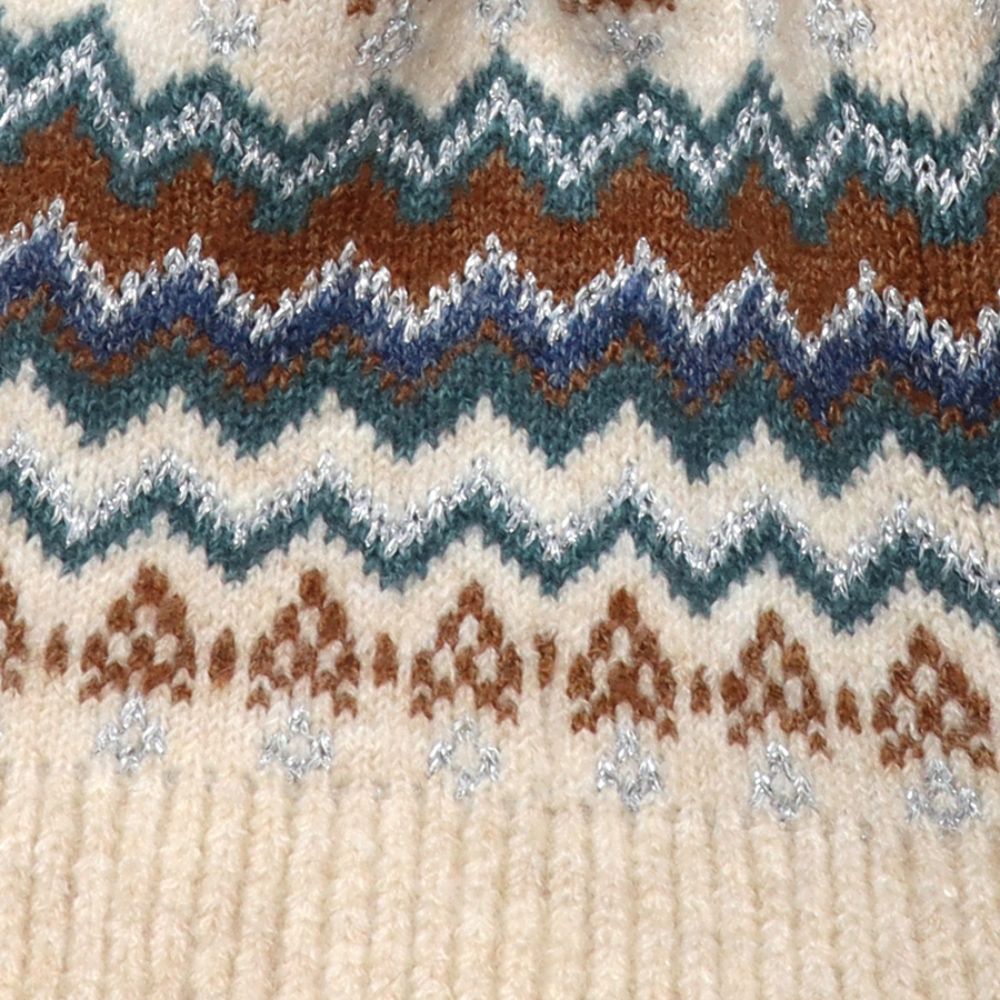POM Sofia Cream, Teal, Rust and Cream Zig-Zag Pull Through Scarf