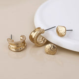 POM Solstice Golden Worn Textured Pebble Stud and Hoop Duo
