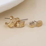POM Solstice Golden Worn Textured Pebble Stud and Hoop Duo