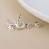 POM Solstice Silver Plated Worn Textured Pebble Stud and Hoop Duo