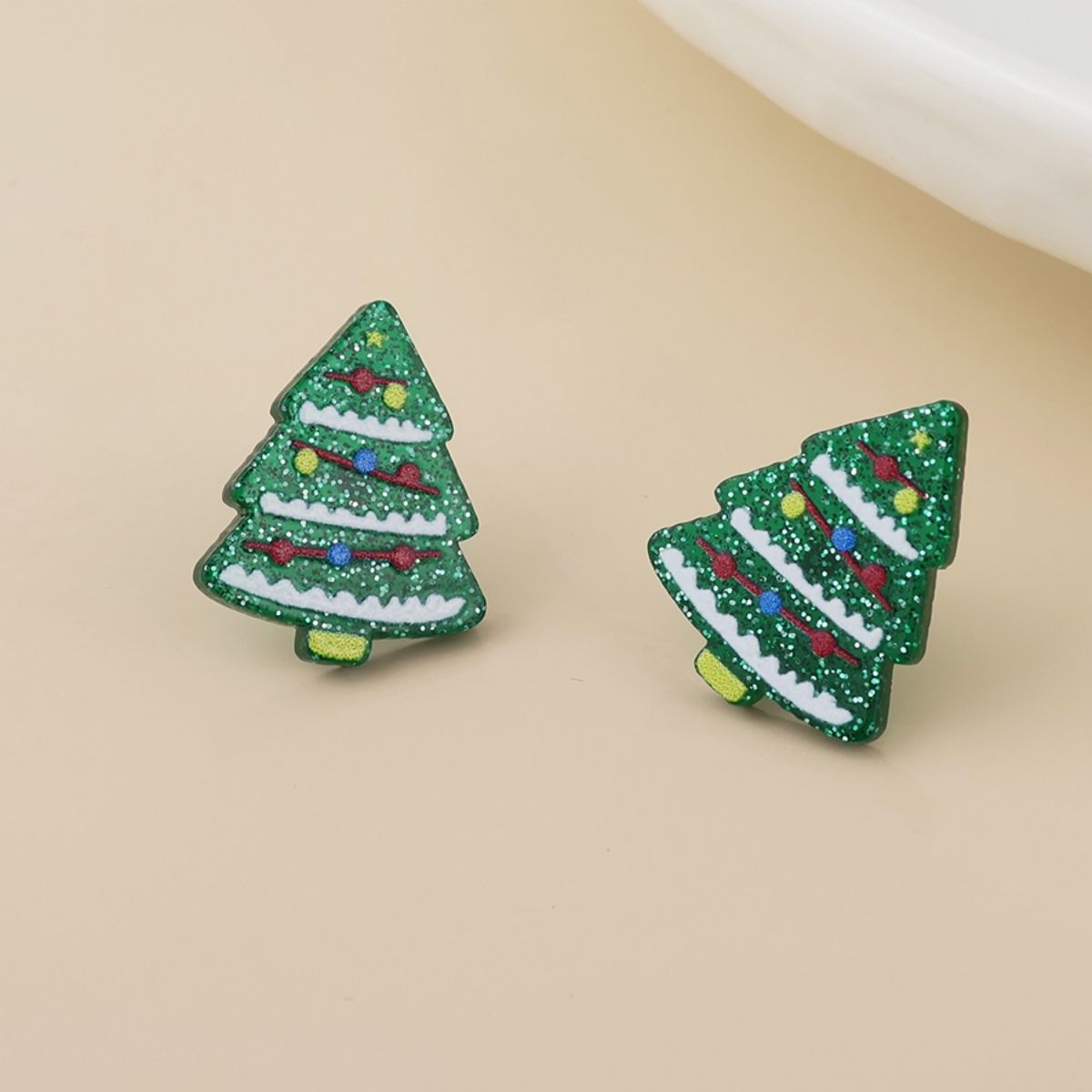 POM Sprucy Green Xmas Tree Stud Earrings