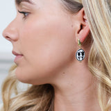 POM Sylvie Stainless Steel Gold Plated Pebble and Monochrome Tulip Earrings