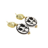 POM Sylvie Stainless Steel Gold Plated Pebble and Monochrome Tulip Earrings