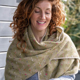 POM Tara Pistachio Mix Chevron Weave Stitch Detail Triangle Scarf