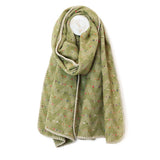 POM Tara Pistachio Mix Chevron Weave Stitch Detail Triangle Scarf