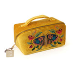 POM Tiger Moth Mustard Velvet Embellished Make-up Bag