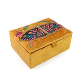 POM Tiger Moth Mustard Velvet Embellished Small Jewellery Box