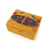 POM Tiger Moth Mustard Velvet Embellished Small Jewellery Box