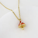POM Toady Golden, Enamel and Pearl Toadstool Necklace