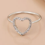 POM White Gold Plated Crystal Open Heart Ring (Small-Medium) - Old Railway Line Garden Centre