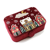 POM Winter Street Wine Velvet Embroidered Medium Jewellery Box