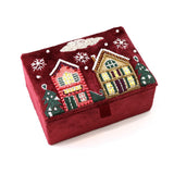 POM Winter Street Wine Velvet Embroidered Small Jewellery Box
