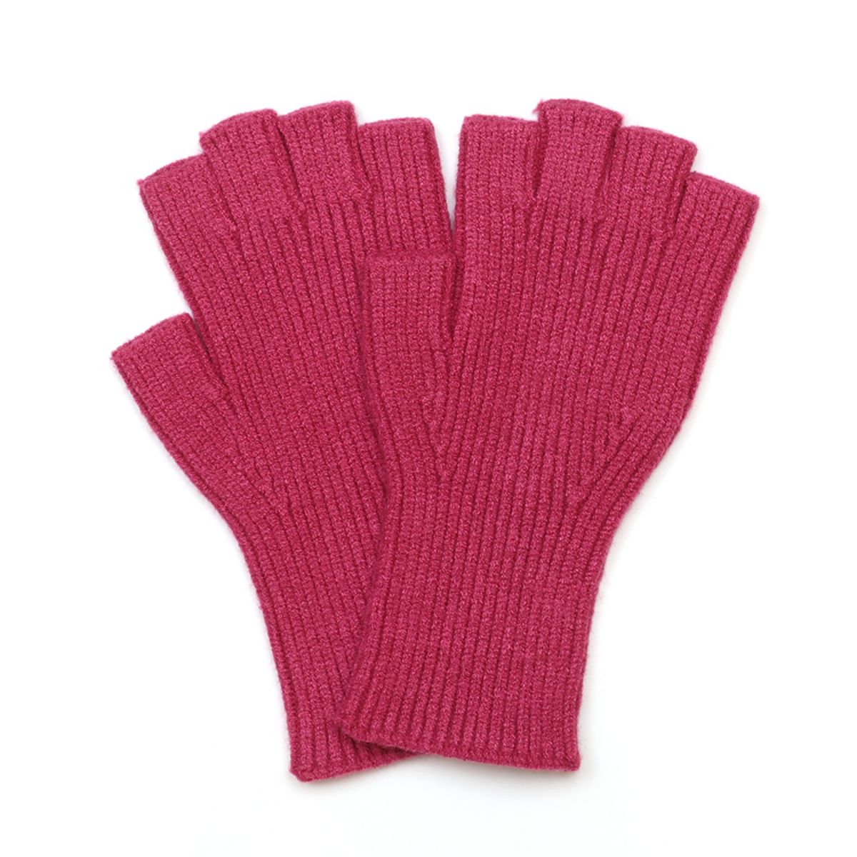 POM Yasmin Pink Ribbed Fingerless Recycled Blend Gloves