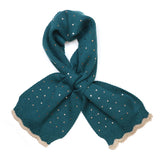 POM Yasmin Teal Metallic Spot Knit Pull Through Scarf