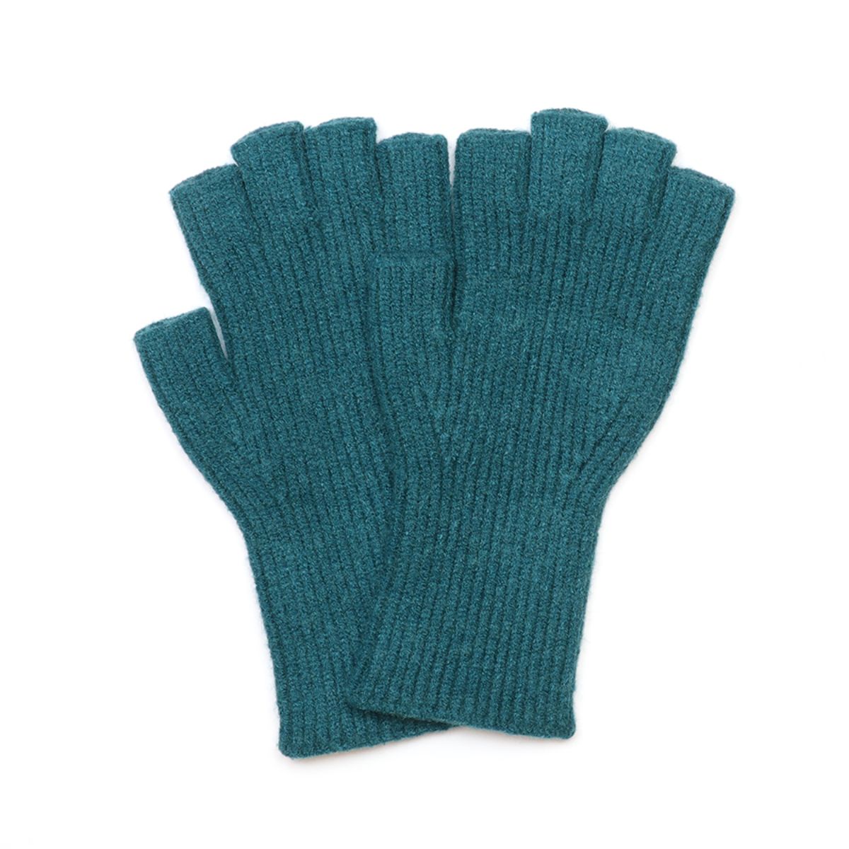 POM Yasmin Teal Ribbed Fingerless Recycled Blend Gloves