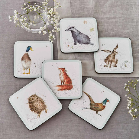 Portmeirion 10cm Set of 6 Pimpernel Wrendale MDF Wildlife Coasters