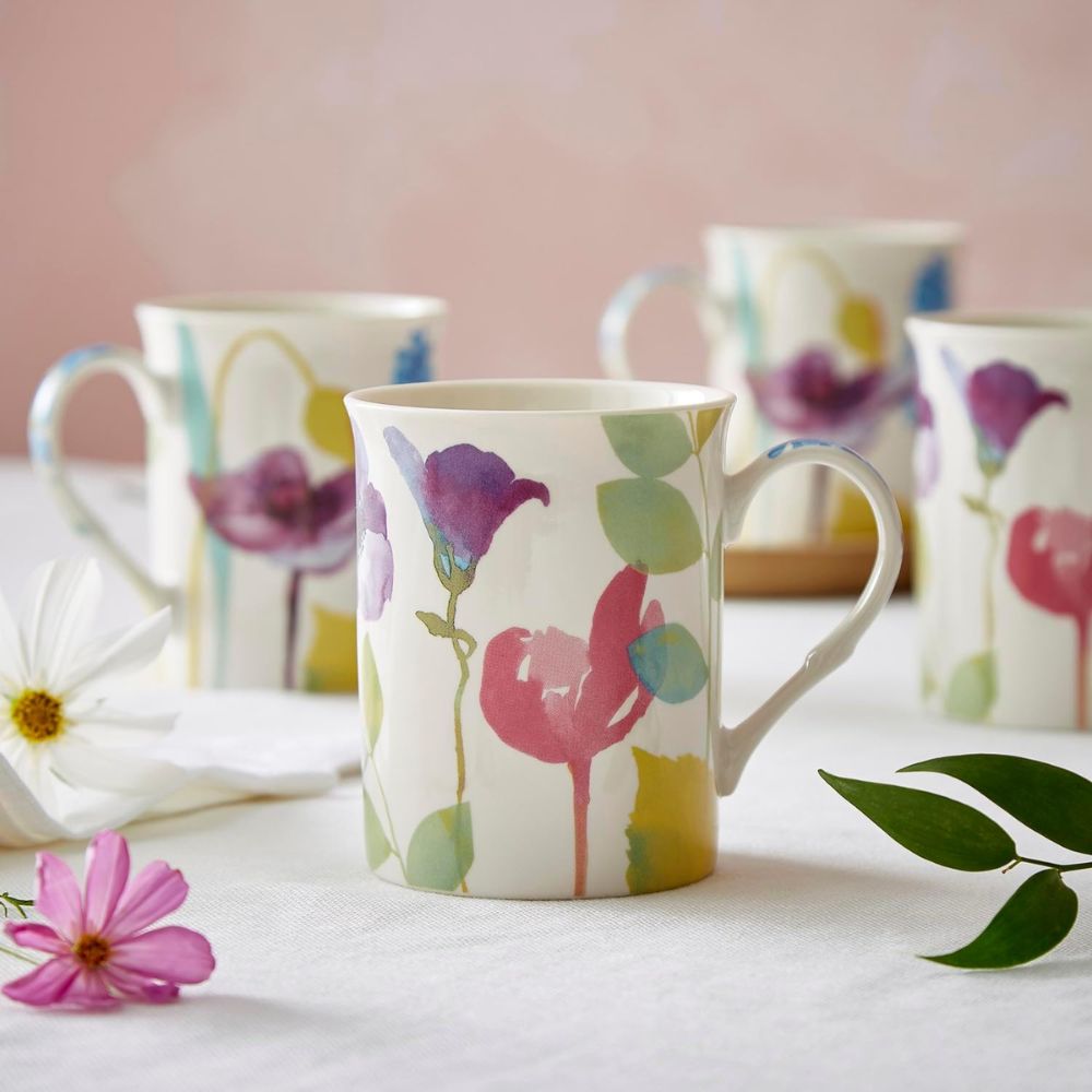 Portmeirion 12cm Water Garden Set of 4 Mugs