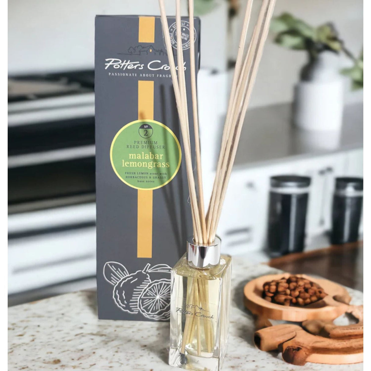 Potters Crouch 100ml Malabar Lemongrass Reed Diffuser - Old Railway Line Garden Centre