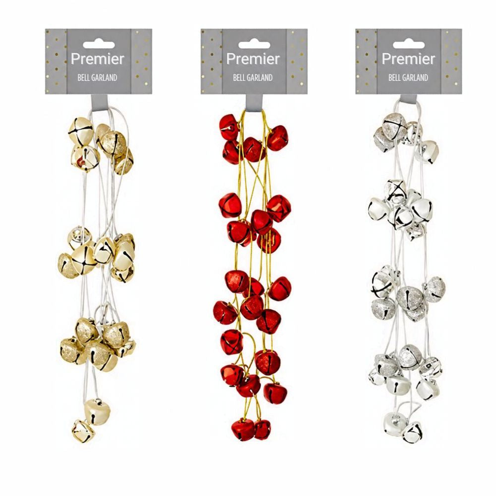 Premier 1.75m String of Bells (Choice of 3 Gold - Red - Silver)