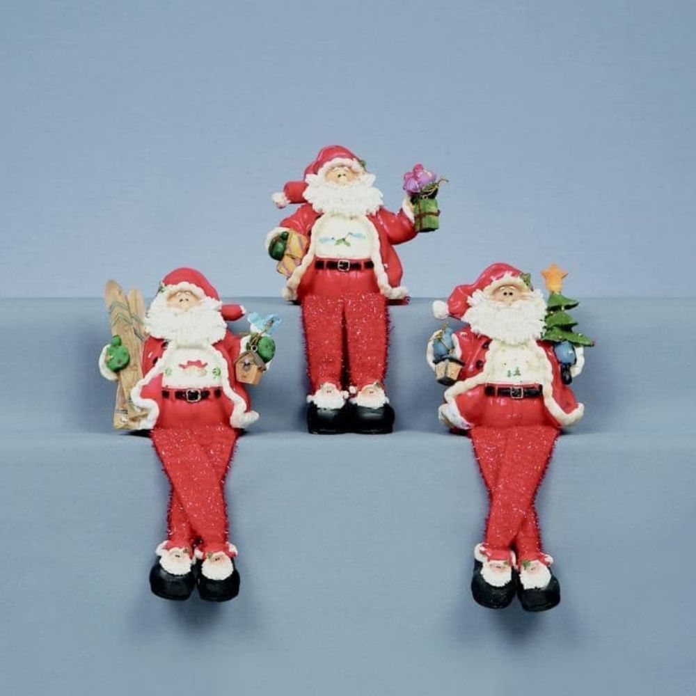 Premier 20cm Sparkle Snow Dangly Legs Santa Ornament (Choice of 3)